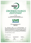 Entsorgungszertifikat UWE Sondermüll